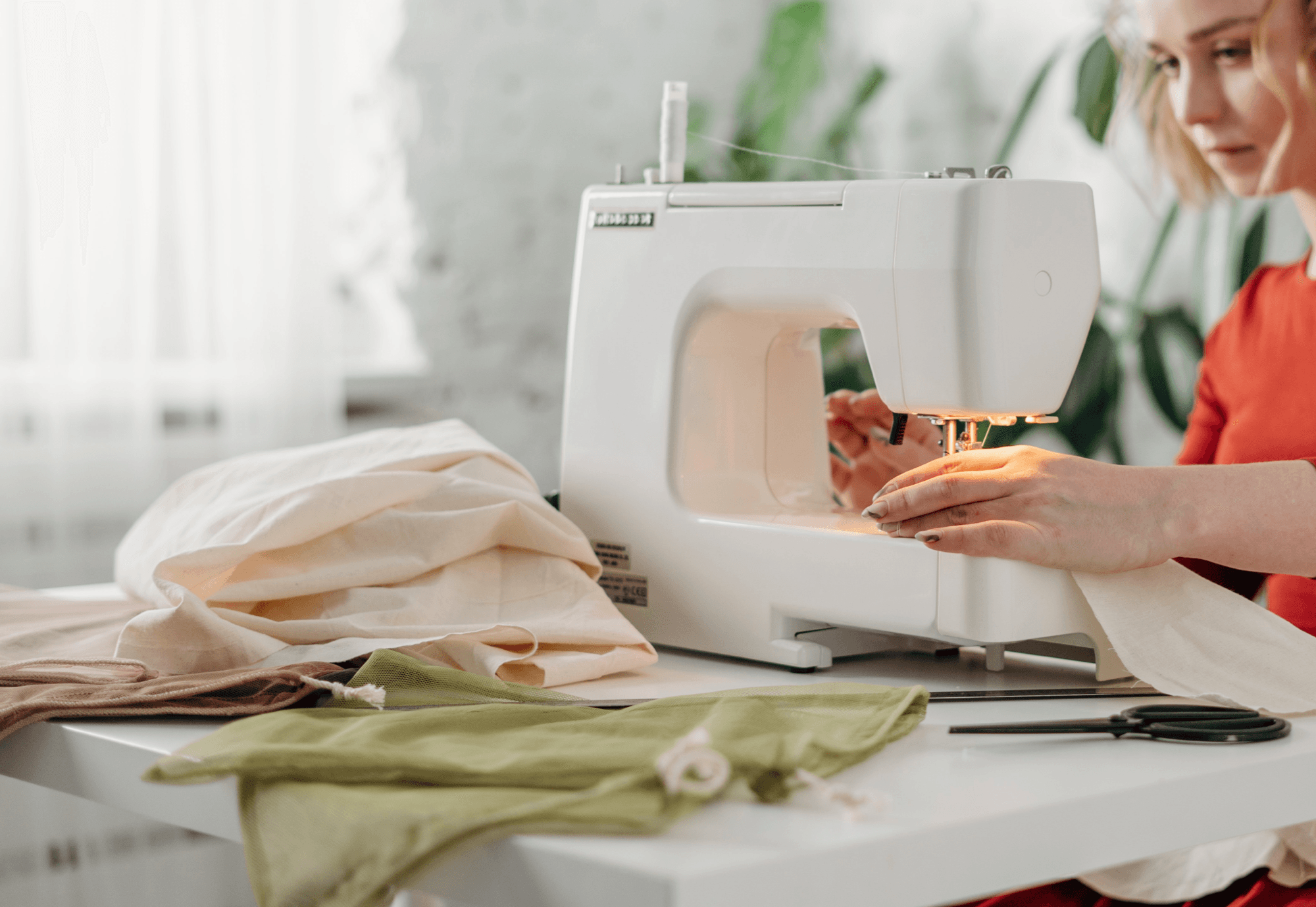 sewing on a sewing machine