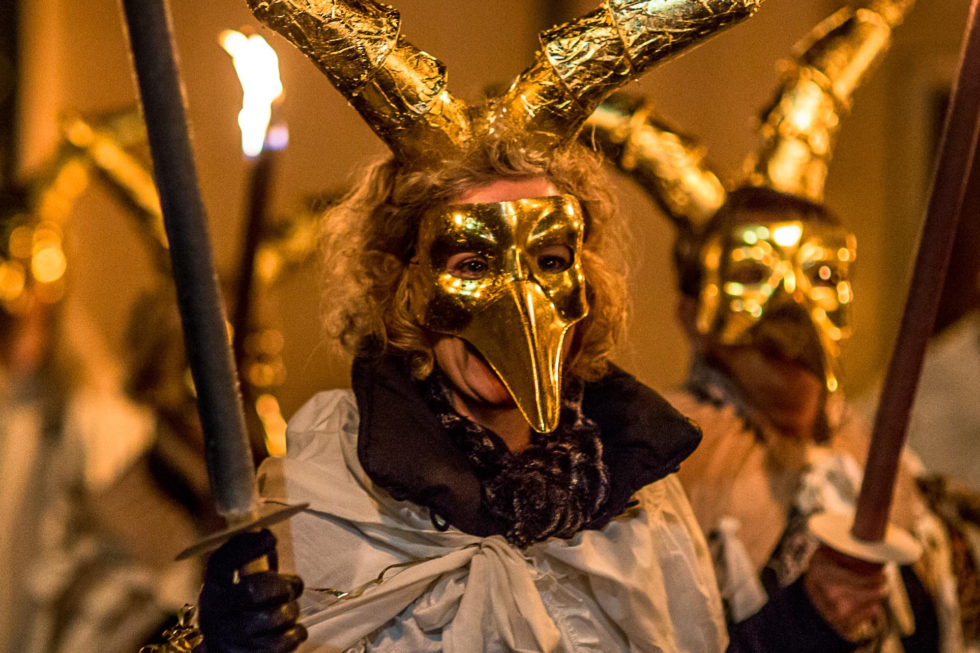 Audience member holding fire torch