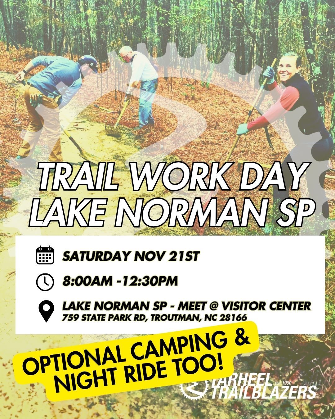 Lake Norman Work Day - Camping - Night Ride! Nov 21