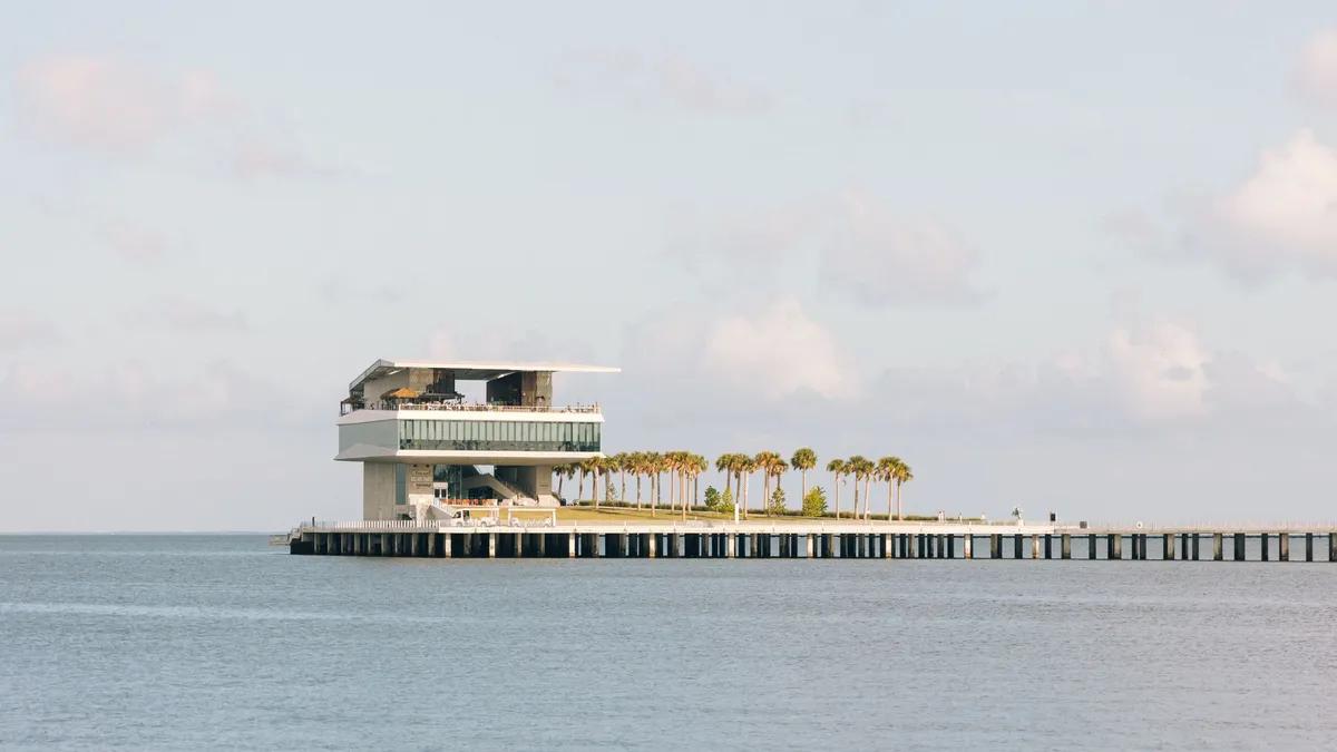 The St. Pete Pier reaching out into Tampa Bay in St. Petersburg, Florida