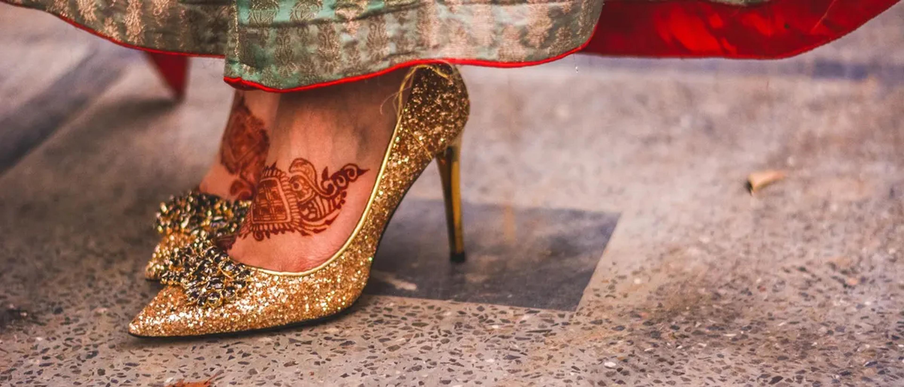 Glittering gold high-heel stiletto