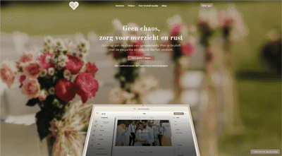 Digitale trouwuitnodiging met RSVP-knop op een bruiloftwebsite van BruiloftBuddy