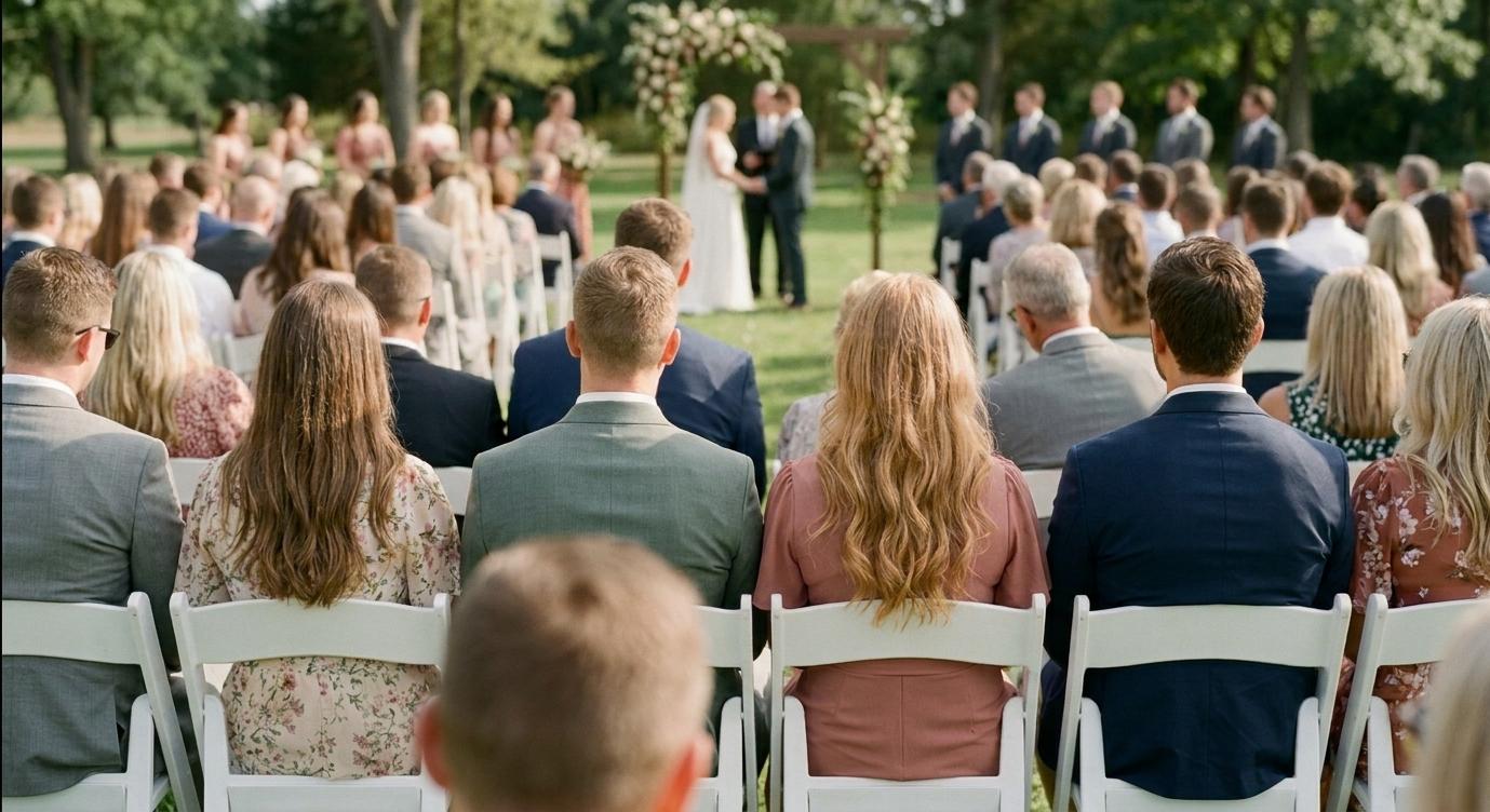 Mats en Mila als gasten bij de ceremonie van vrienden