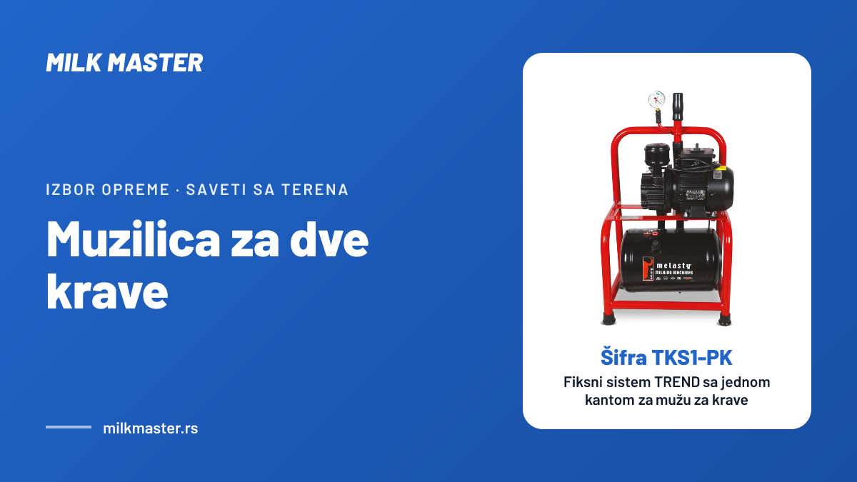 Muzilica za dve krave: jedna kanta je dovoljna, evo koliko traje muža i kakva pumpa treba, uz Fiksni sistem TREND sa jednom kantom za mužu za krave (šifra TKS1-PK)