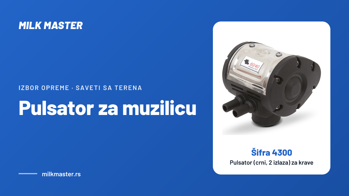 Pulsator za muzilicu: pneumatski ili elektronski, za kravu ili ovcu, i koji ide na vašu kantu, uz Pulsator (crni, 2 izlaza) za krave (šifra 4300)
