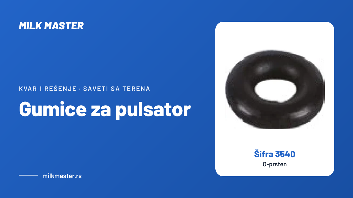 Naslovna slika teksta „Gumice za pulsator: O-prsteni, zaptivke i znaci da pulsator vuče vazduh“, na slici O-prsten, šifra 3540
