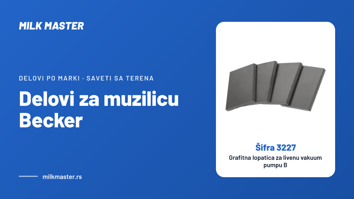 Naslovna slika teksta „Delovi za muzilicu Becker: kako da prepoznate deo, izmerite ga i nađete zamenu“, na slici Grafitna lopatica za livenu vakuum pumpu B, šifra 3227