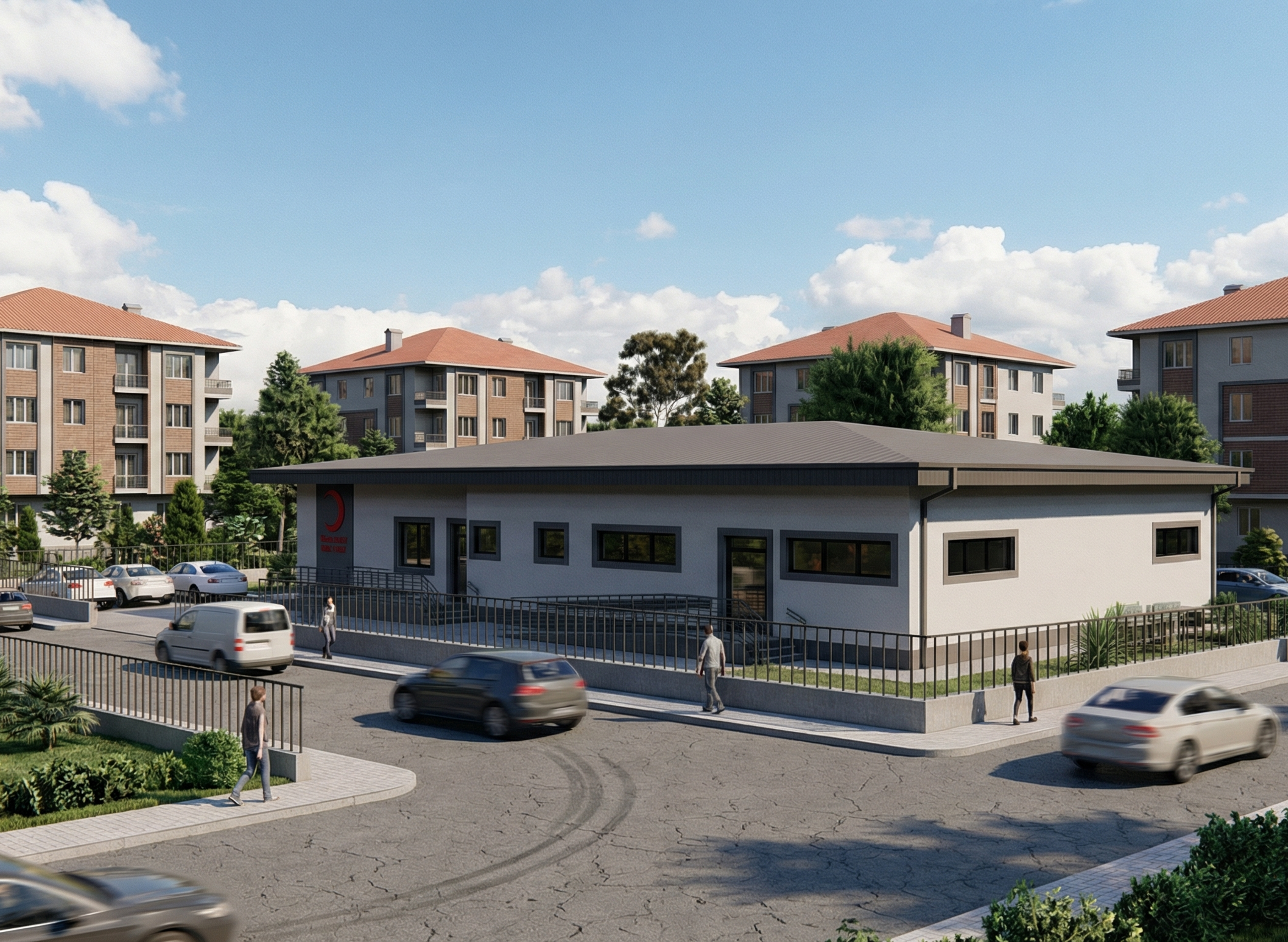 Siirt'teki Türk Kızılayı için yapılan Aşevi projesinin farklı açıdan render görselleri