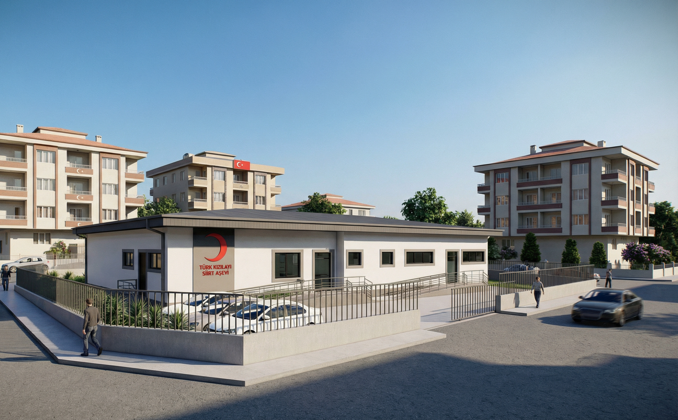 Siirt'teki Türk Kızılayı için yapılan Aşevi projesinin farklı açıdan render görselleri