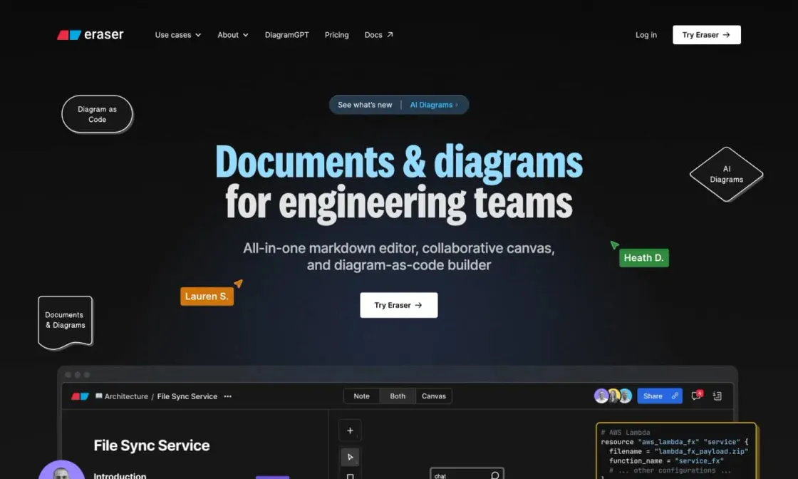 Eraser website built by LoudFace