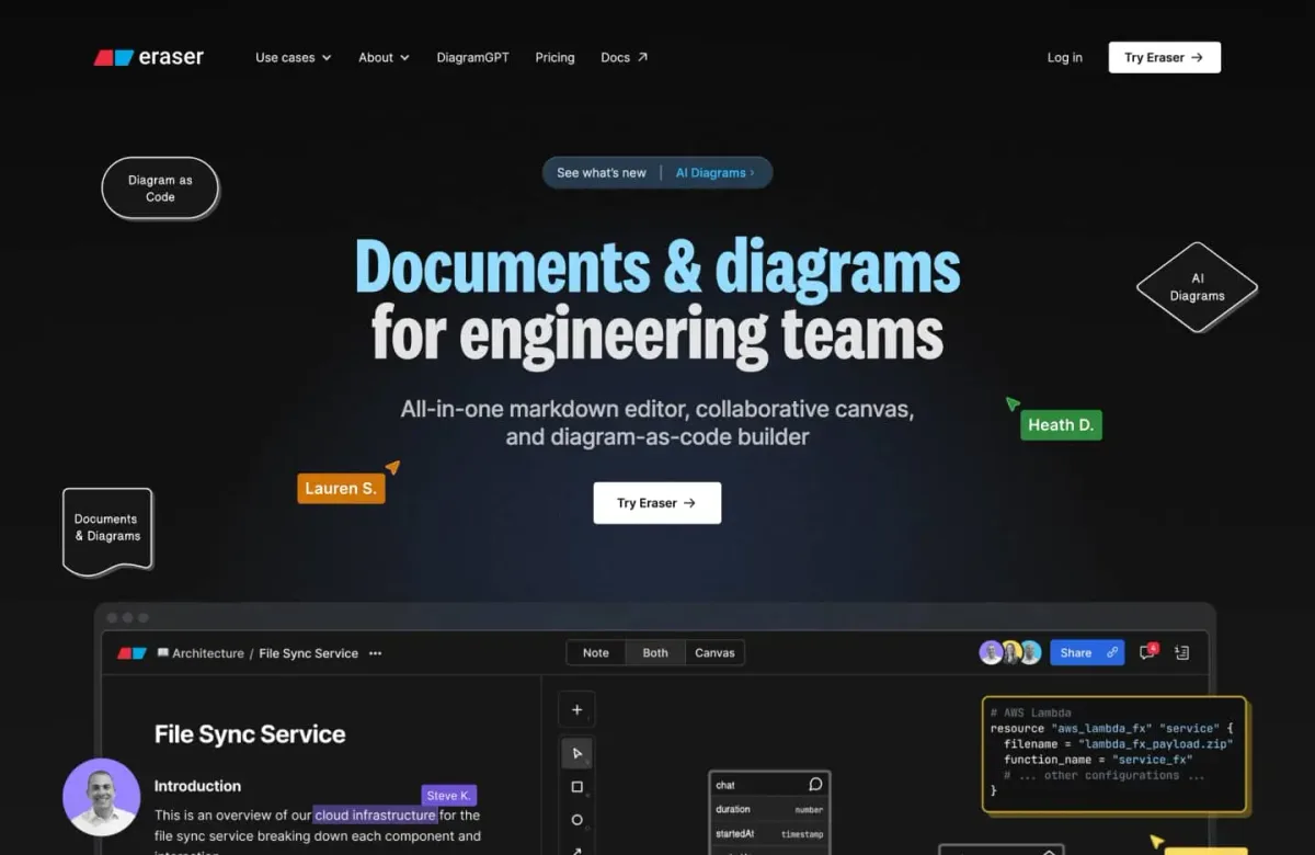 Eraser website built by LoudFace
