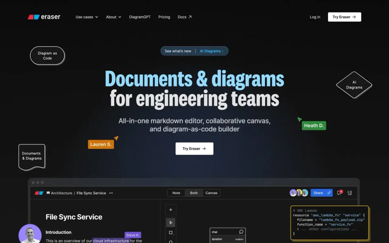 Eraser website built by LoudFace