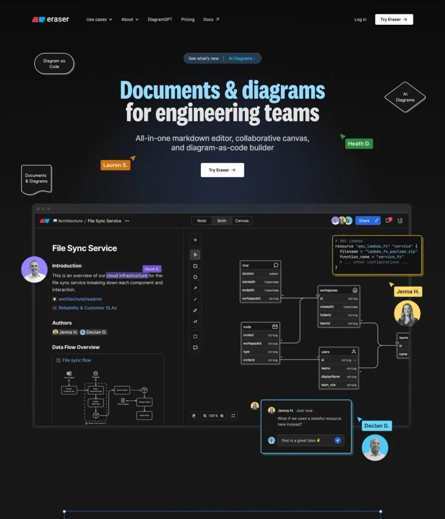 Eraser website built by LoudFace