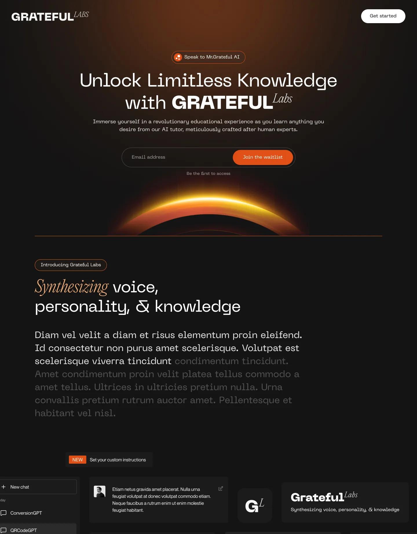 Incredible landing page design for AI startup