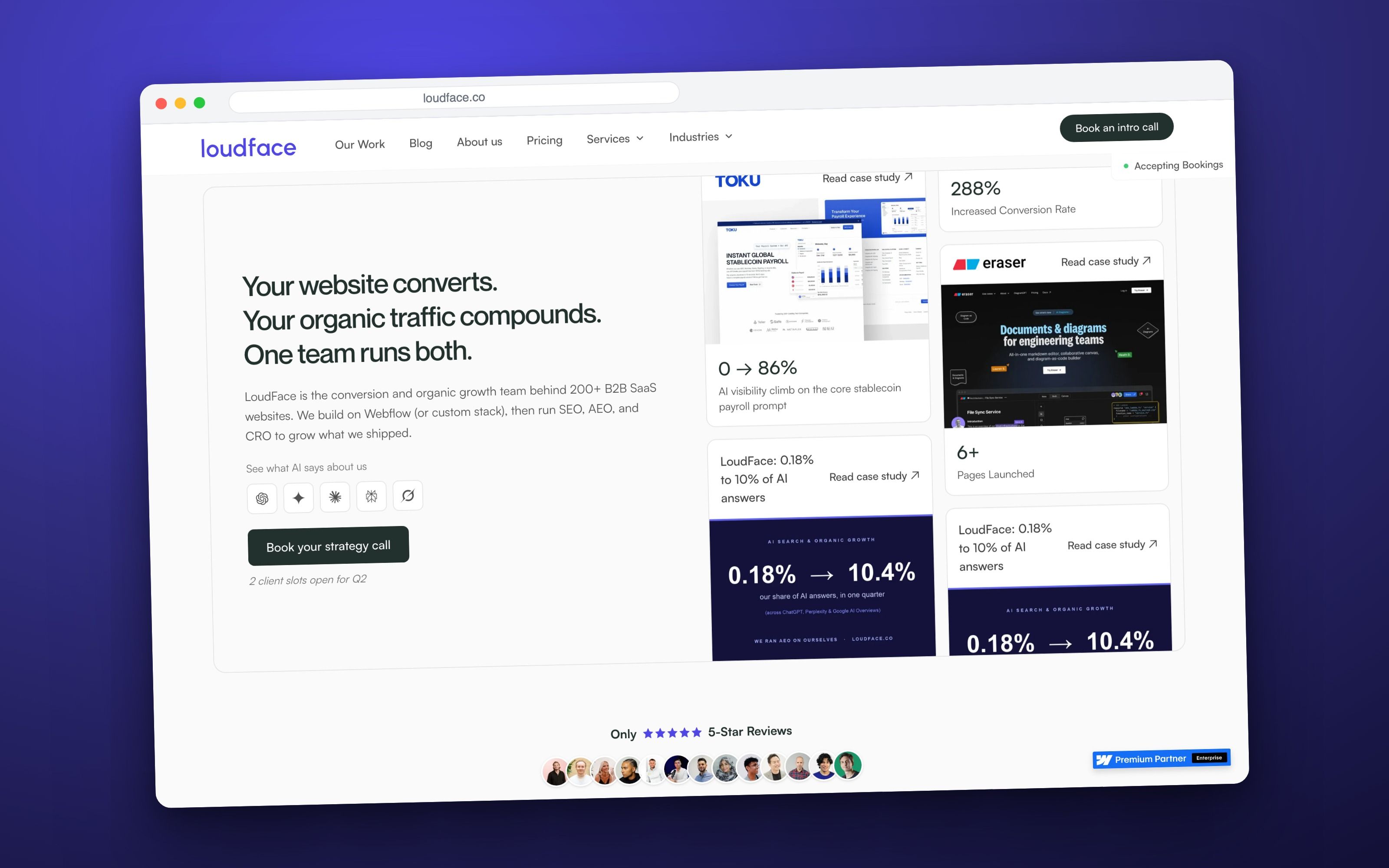 loudface.co — the site behind the 0.18% to 10.4% AI-answer climb