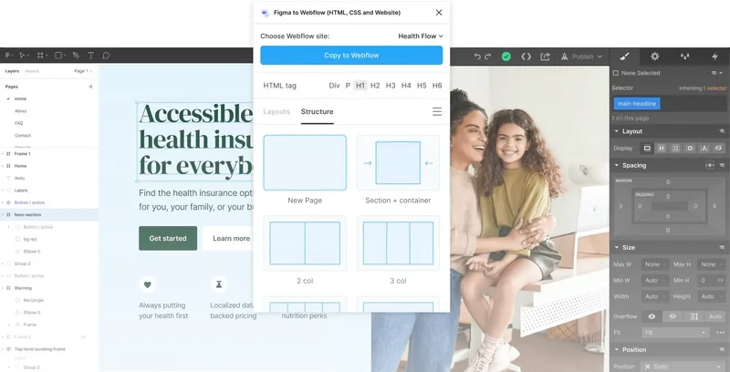 How to convert Figma designs to Webflow landing pages?