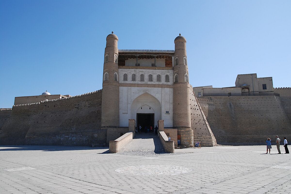 Entrée de la citadelle historique de l'Arche à Boukhara, Ouzbékistan, site touristique de l'UNESCO.