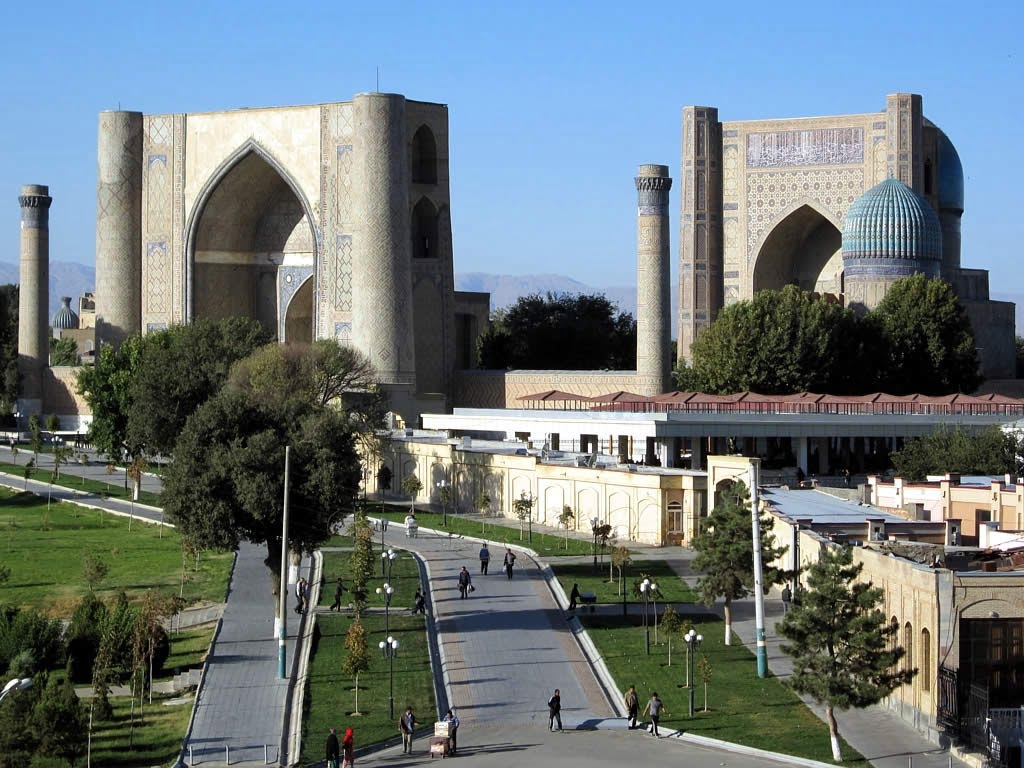 Moschea di Bibi-Khanym a Samarkand, Uzbekistan: Imponente monumento storico e patrimonio mondiale dell'UNESCO.