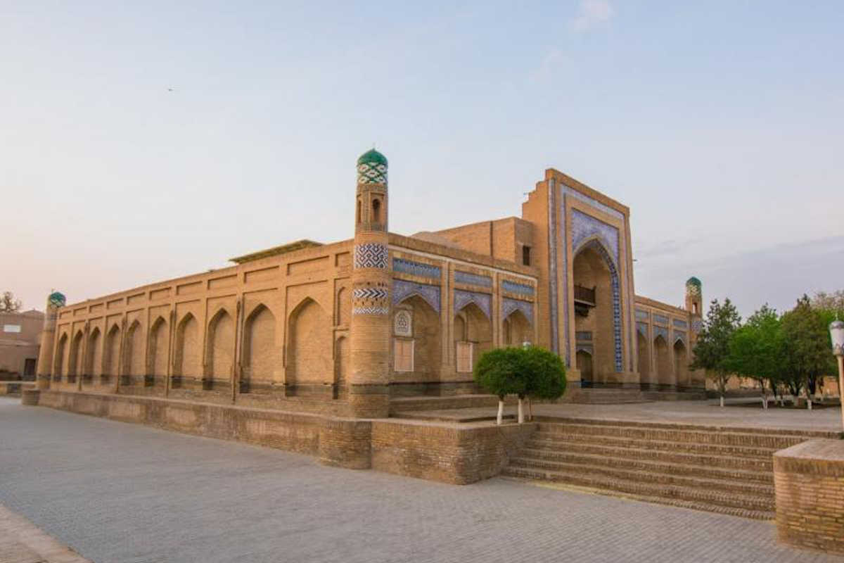 Matniyaz Divan Begi Madrasah in Khiva, Uzbekistan, a historic landmark and UNESCO World Heritage site.