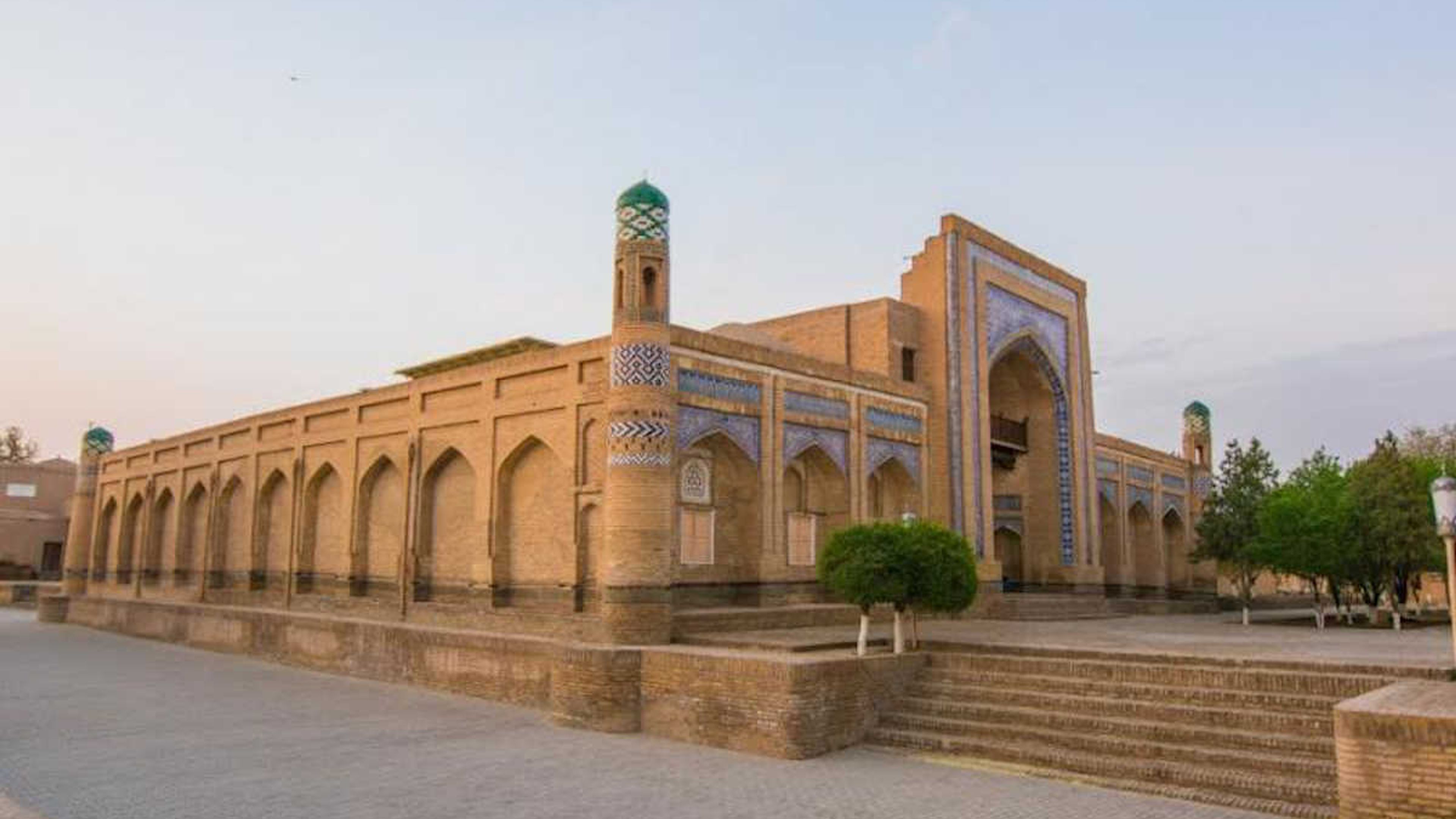 Matniyaz Divan Begi Madrasah in Khiva, Uzbekistan, a historic landmark and UNESCO World Heritage site.