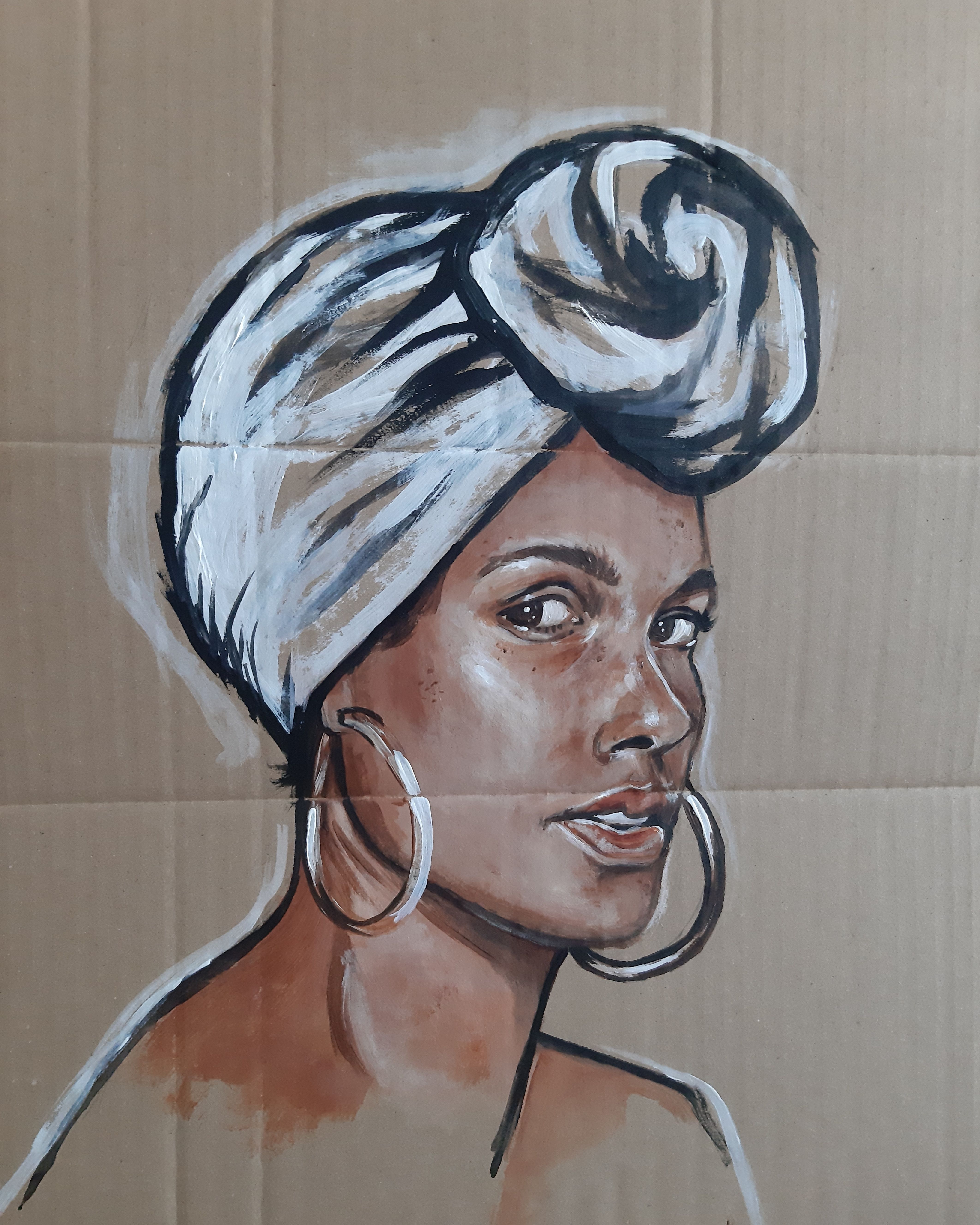 Alicia Keys. 2020, Acrylic on Cardboard