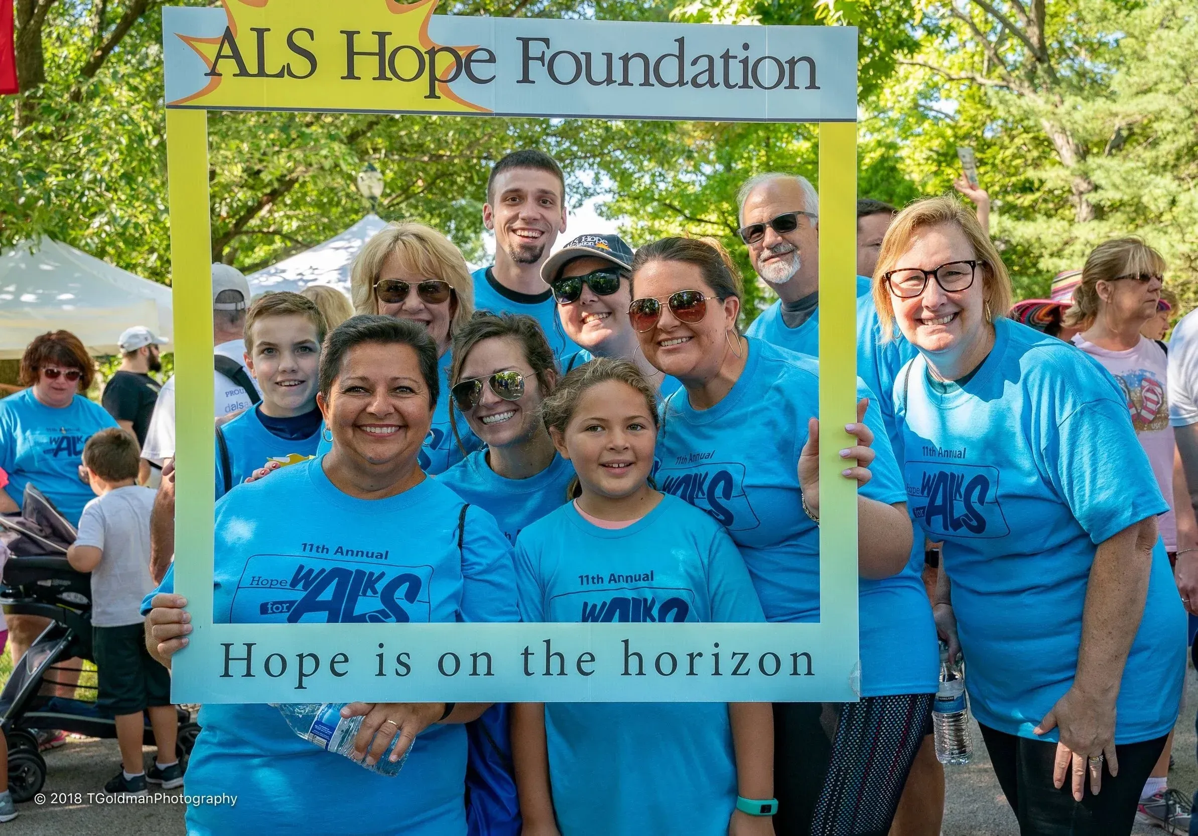 Supporters gathered on the field at Hope Walks for ALS.