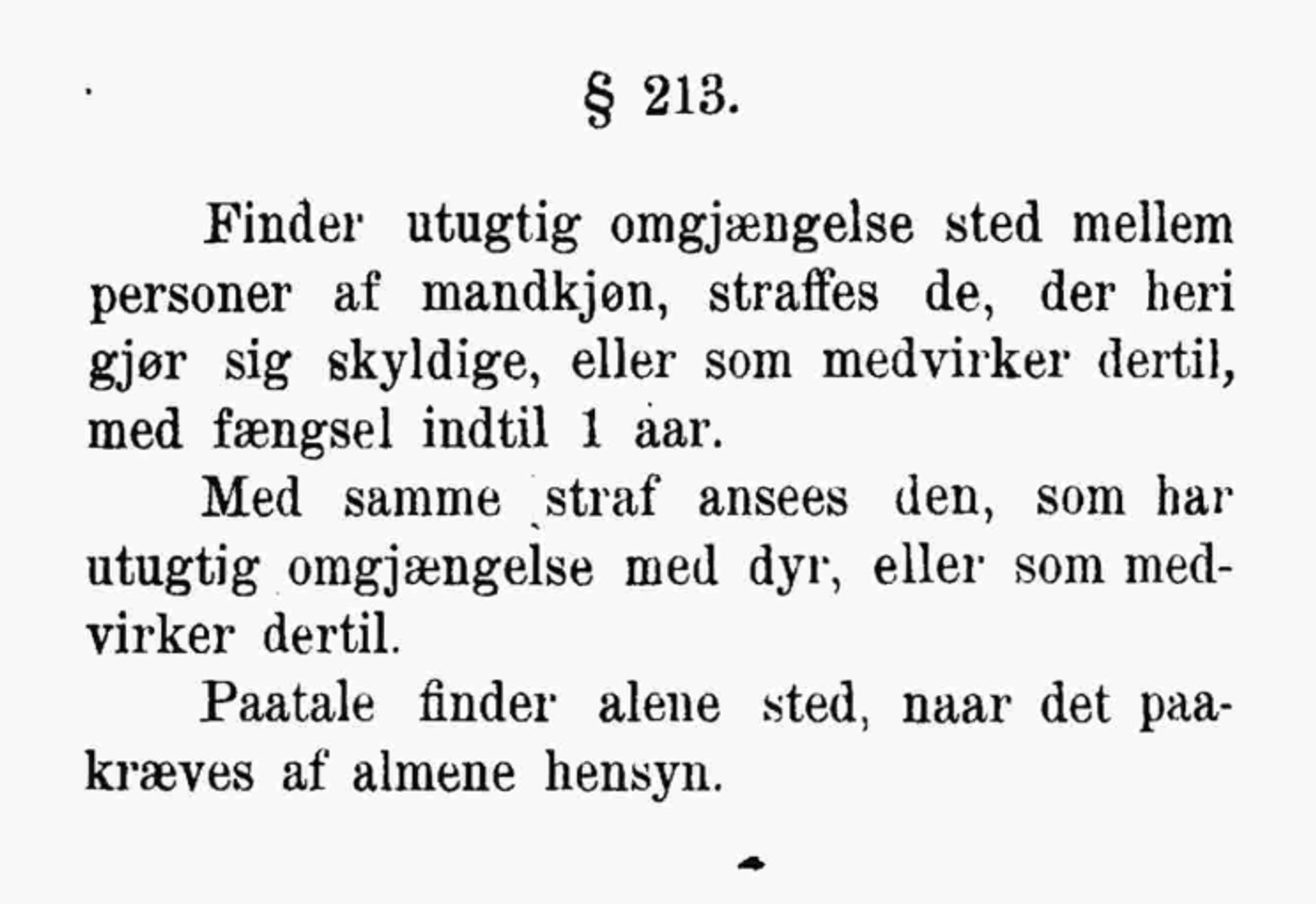 Bildet viser paragrafen gjengitt i protokollen fra odelstinget.