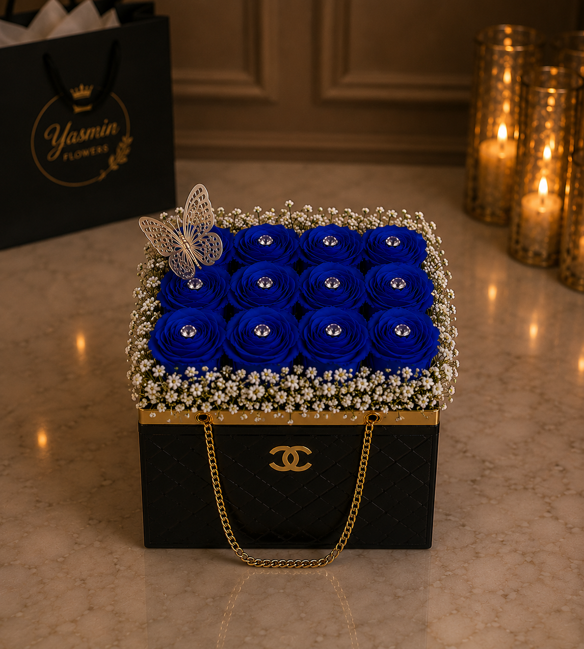 Elegante Cartera de Rosas Azules💙