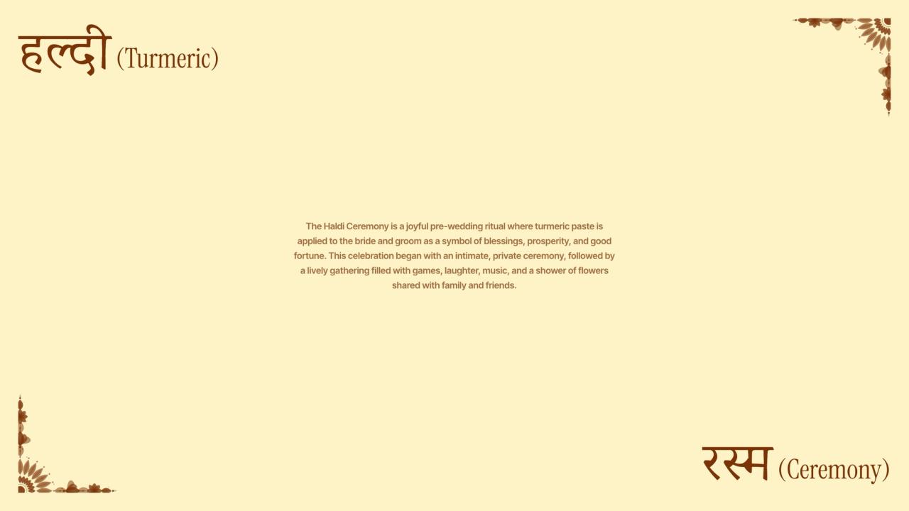 Haldi chapter opening in turmeric yellow with the title हल्दी (Turmeric) and a short description