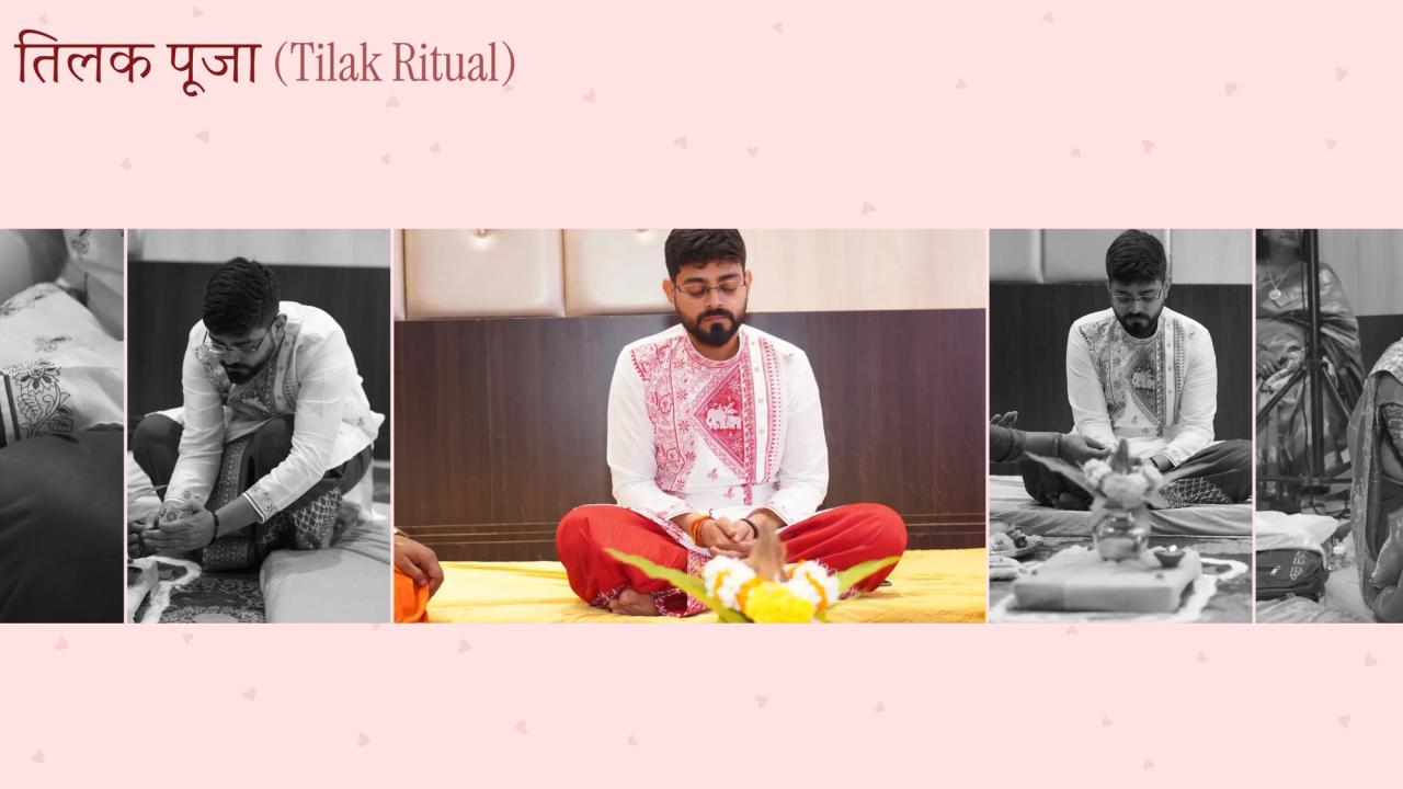 Tilak chapter with a reel of photos, the centre photo in colour and the rest in black and white