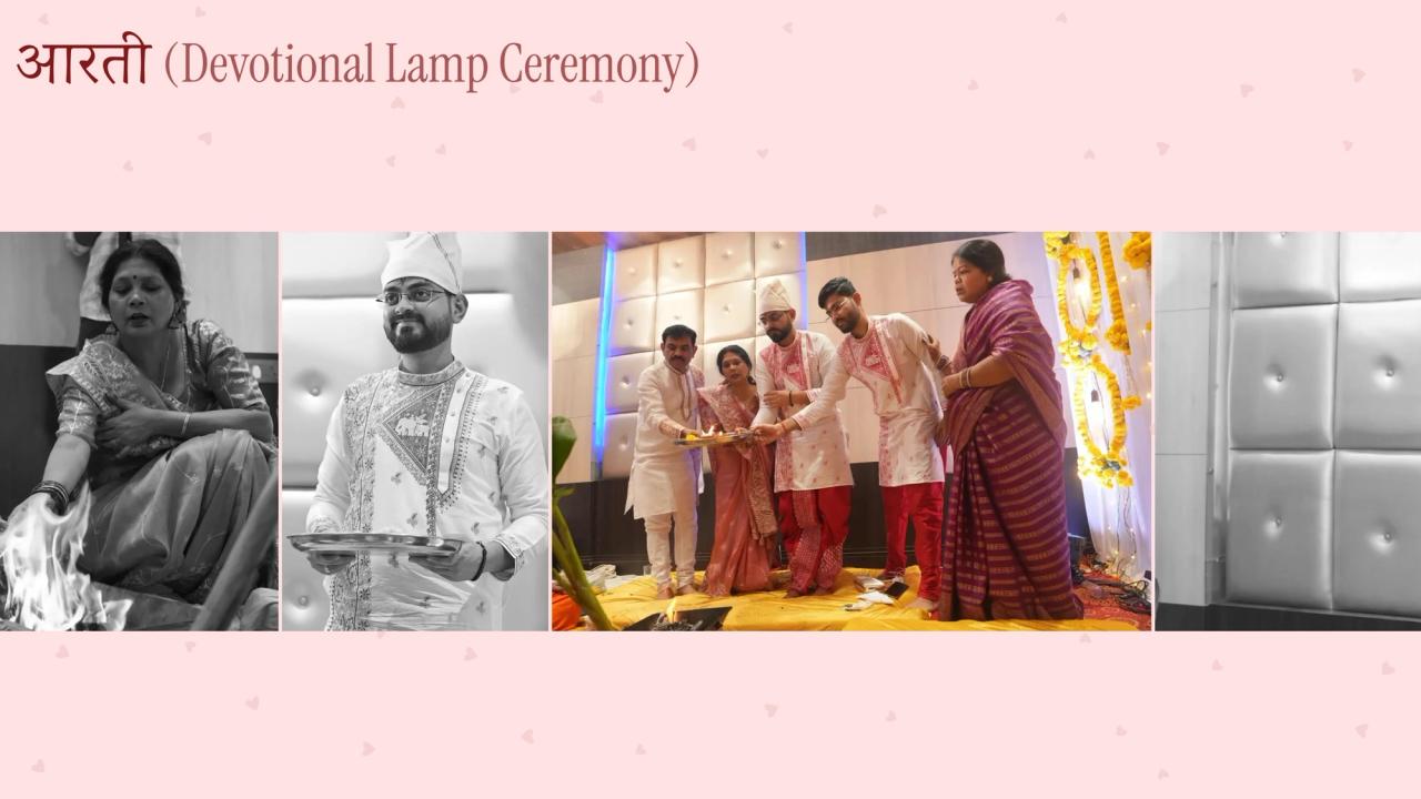 Aarti photo reel on a pink background