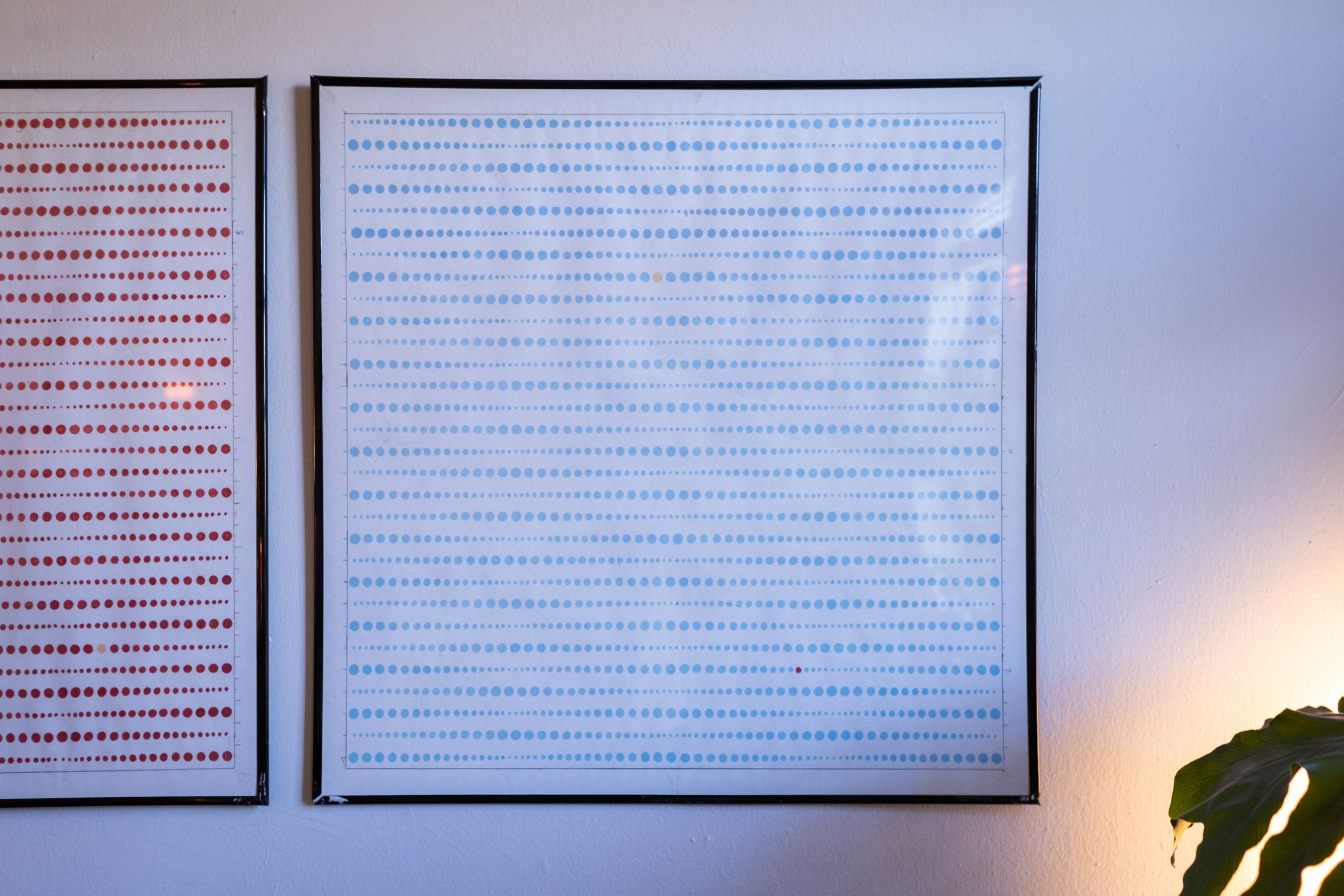 The dot pattern raking across the panel, dots dissolving toward the edge.