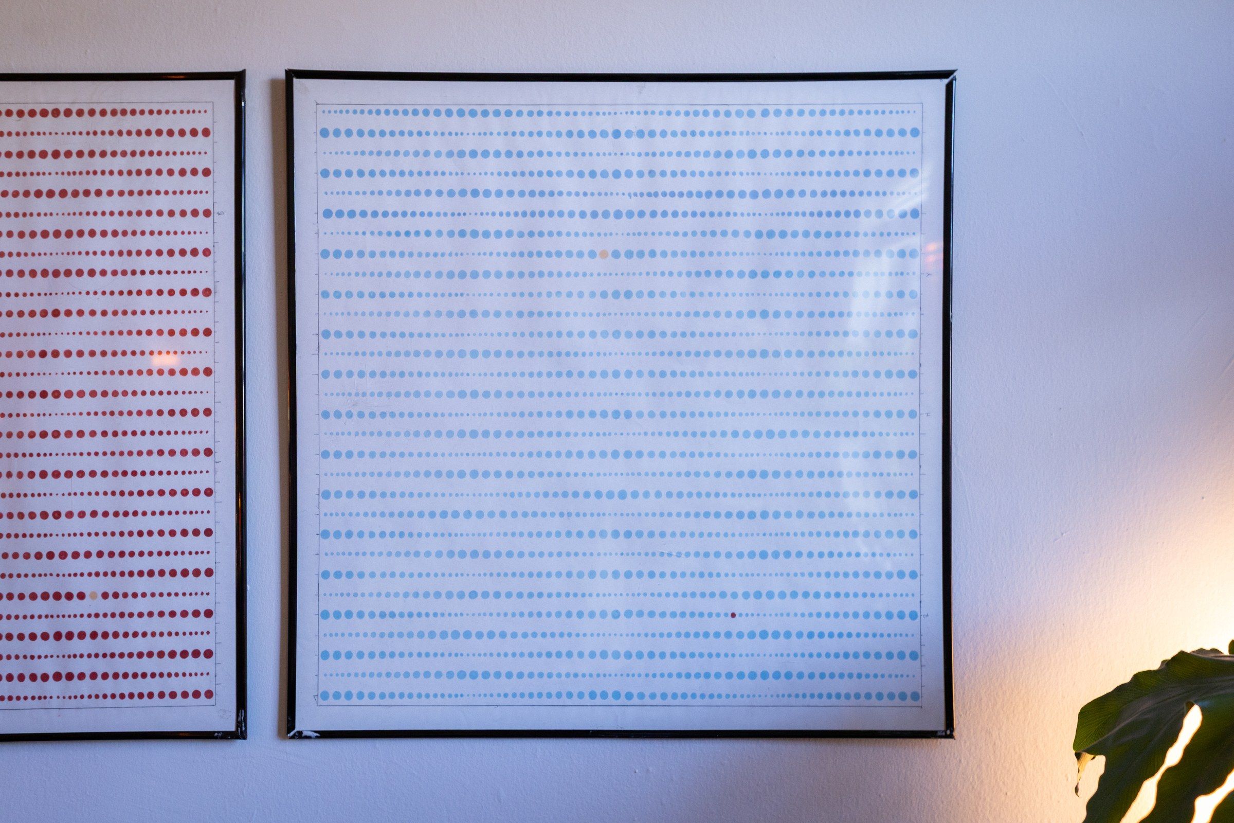 The dot pattern raking across the panel, dots dissolving toward the edge.
