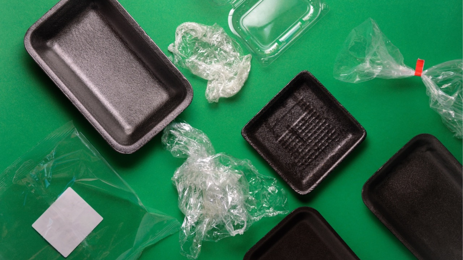 Plastic packaging green background