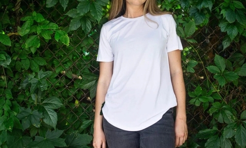Woman in a white t shirt