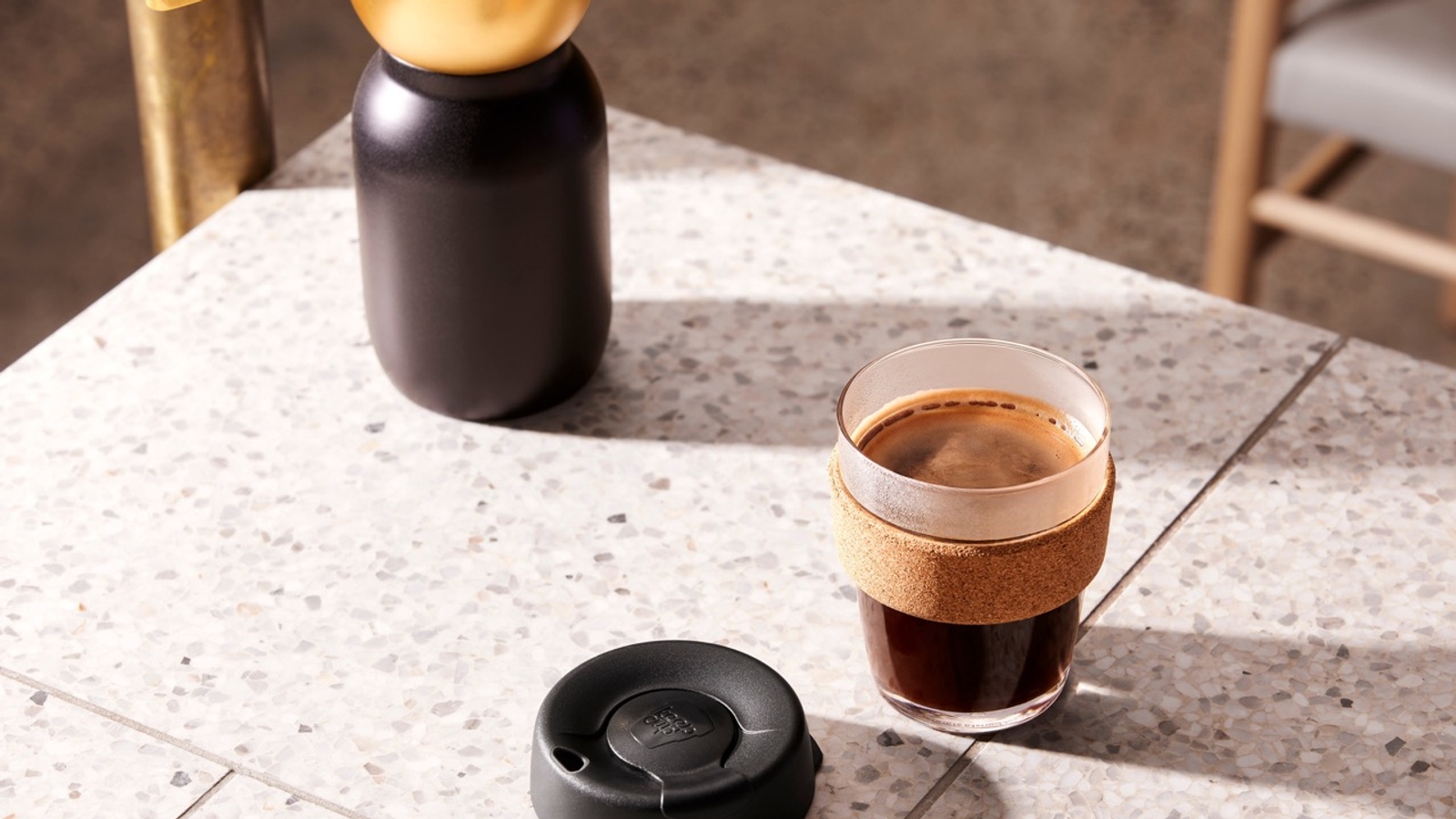KeepCup with coffee on a table