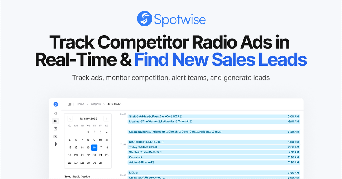 Real-Time AI Radio Ad Monitoring & Competitor Tracking | Spotwise preview