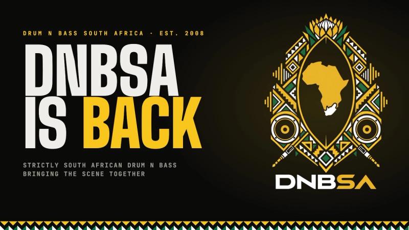 DNBSA is back: the DNBSA crest with Africa at its centre, on black with a gold, green and white Ndebele-style band