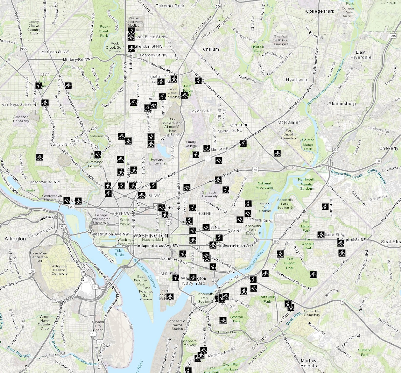 finding a electric scooter parking spot in Washington dc