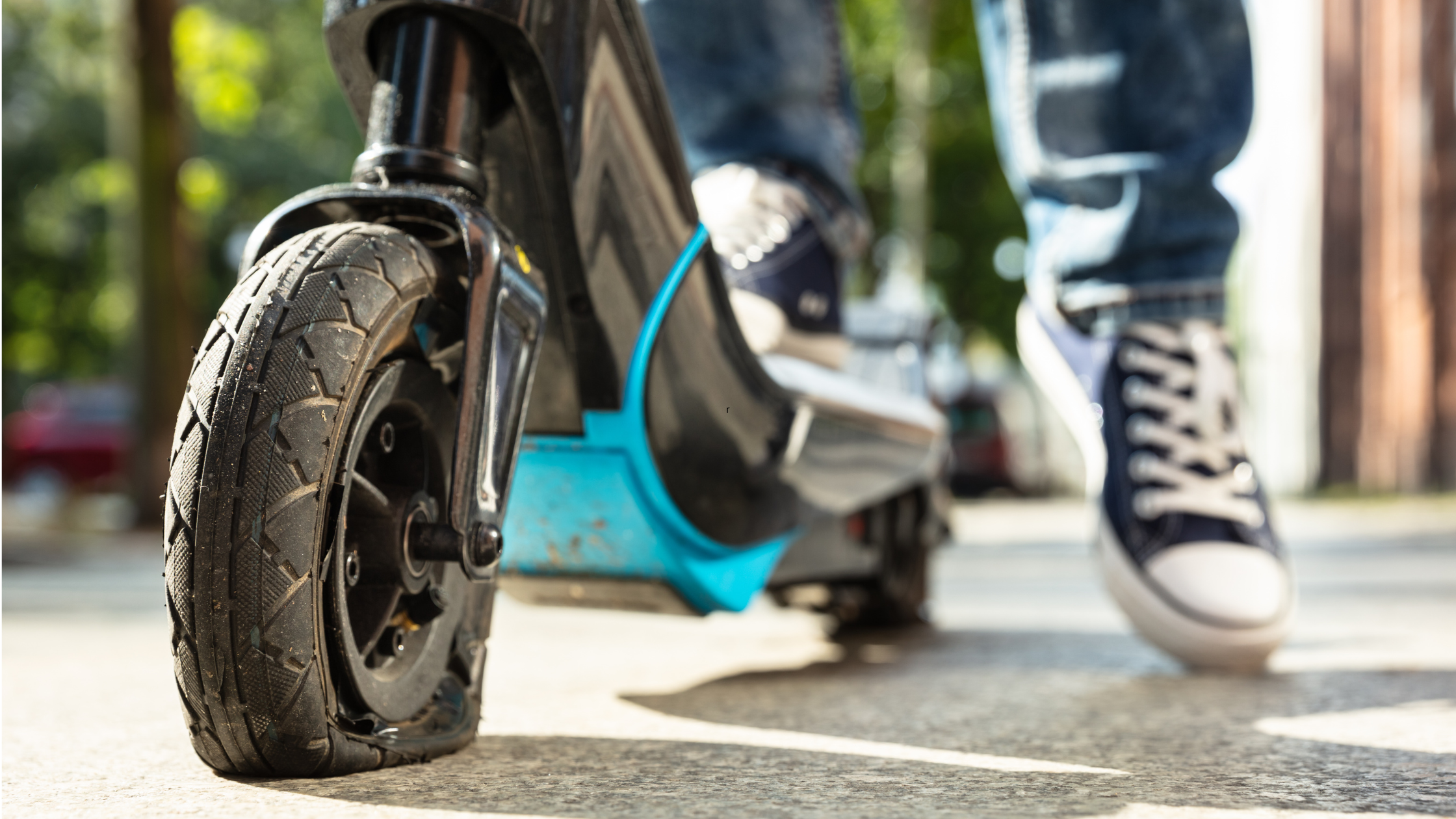 Flat tire on electric scooter