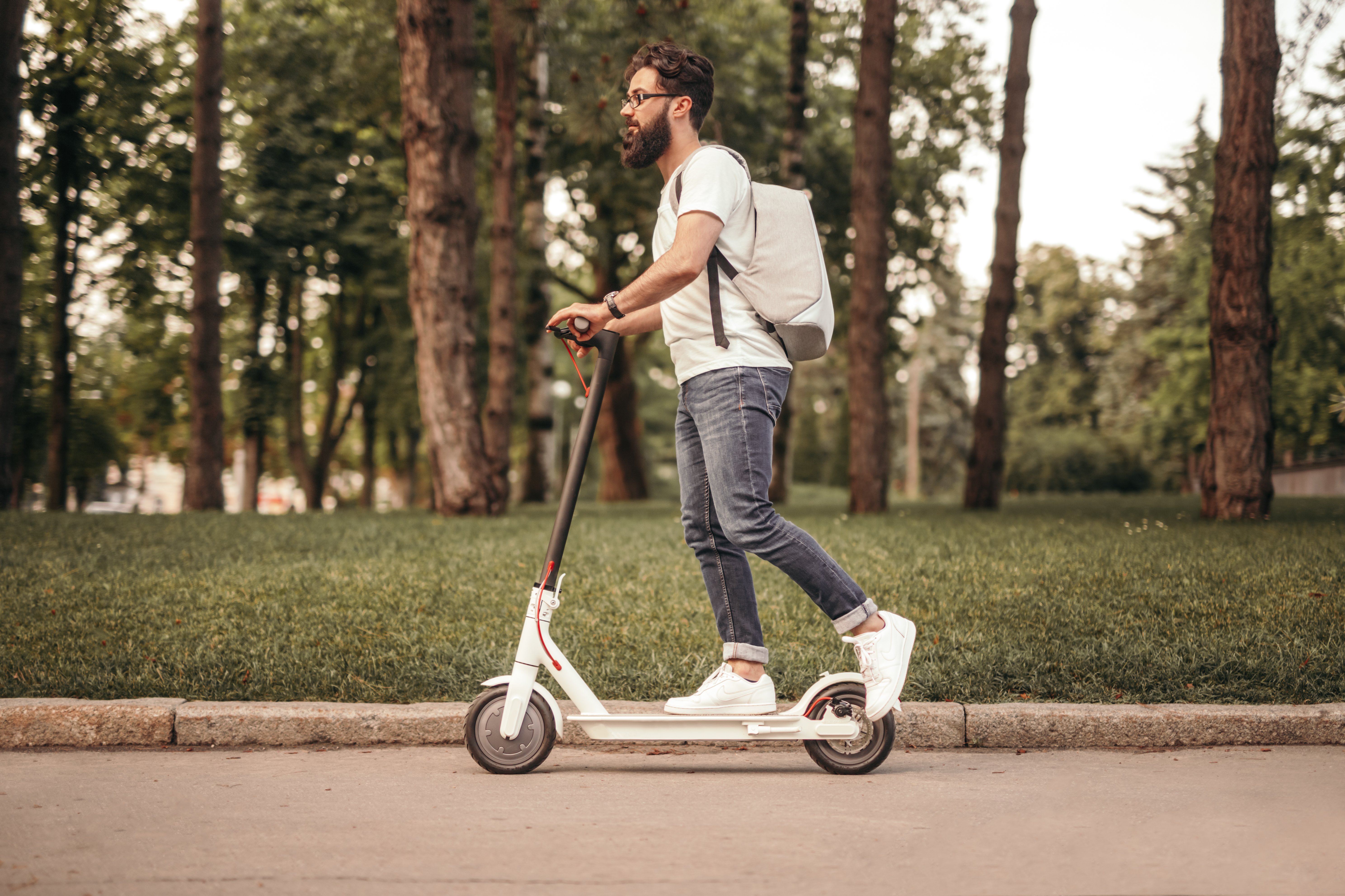 man with electric scooter