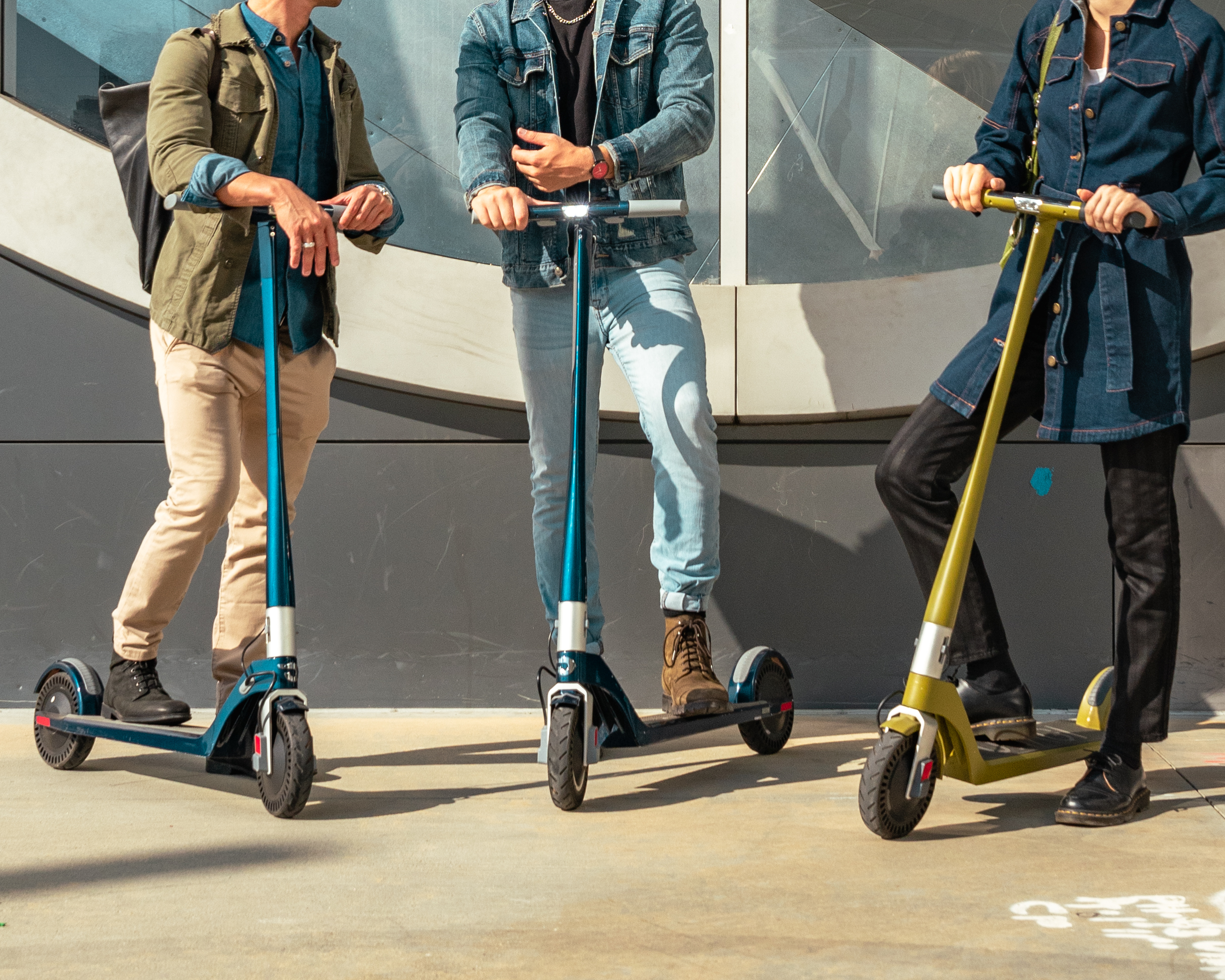 Three electric scooters