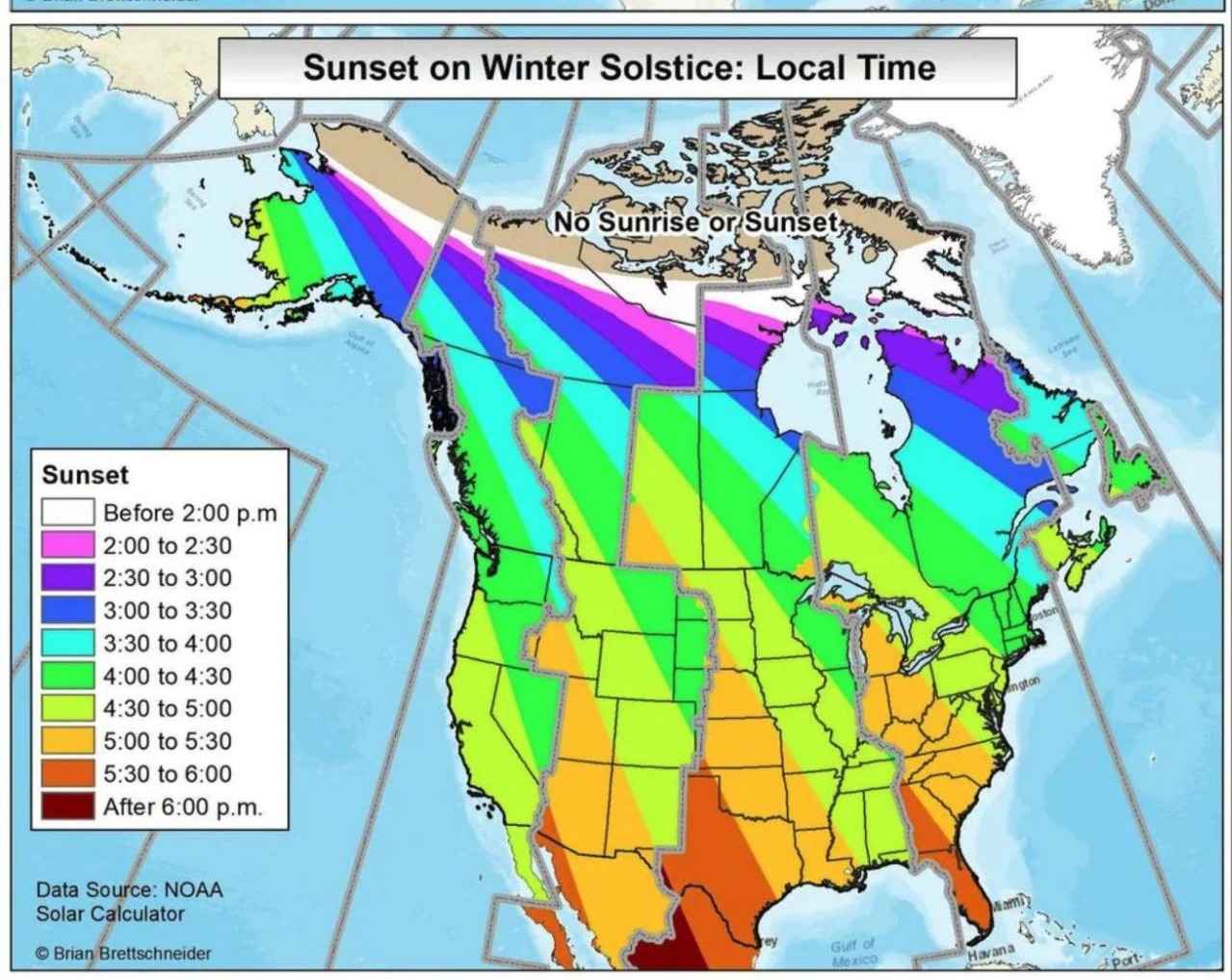 the map of sunset on winter