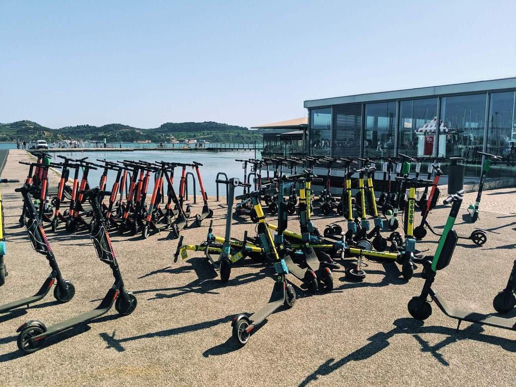 cluttered shared scooters