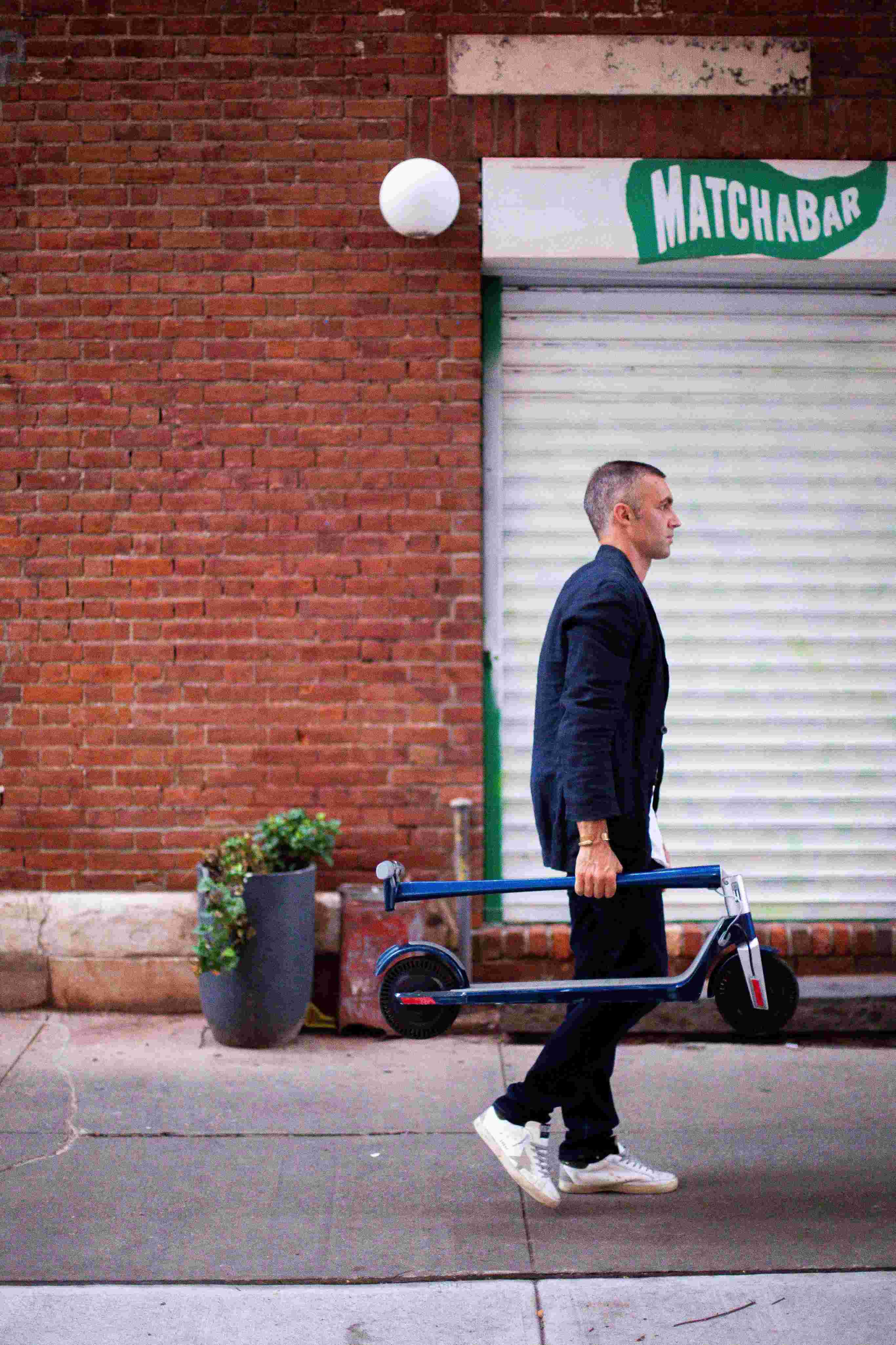 Electric Scooter Man Commute Carrying Blue