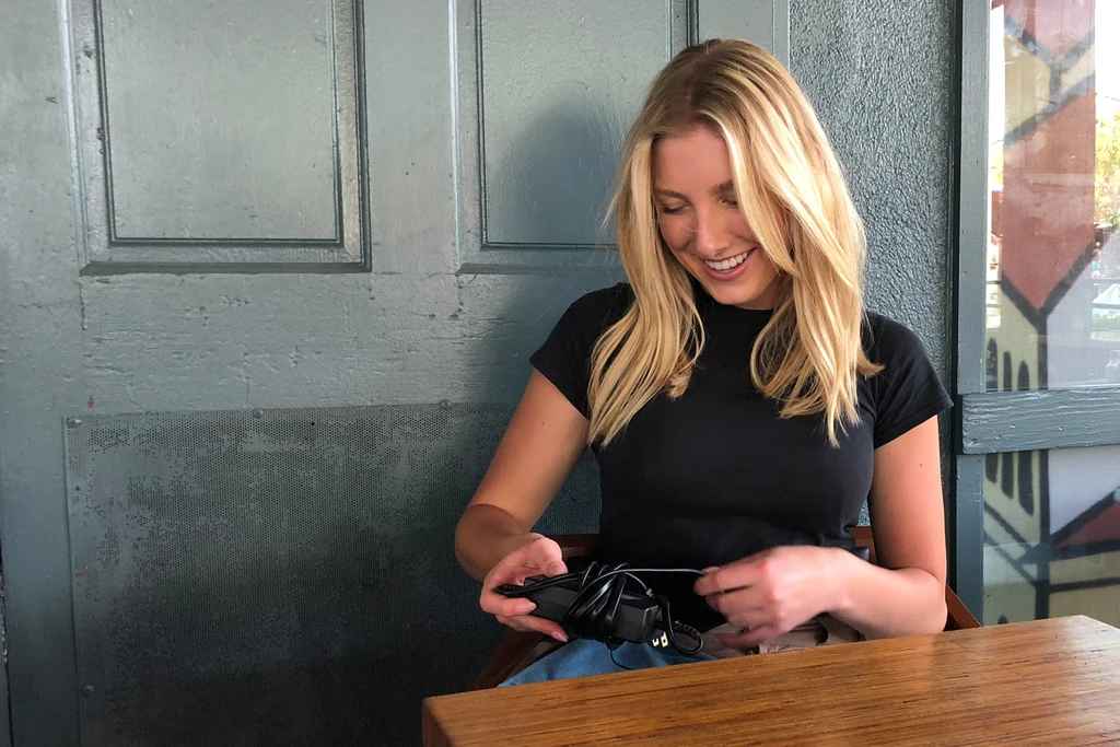 blonde woman electric scooter charger