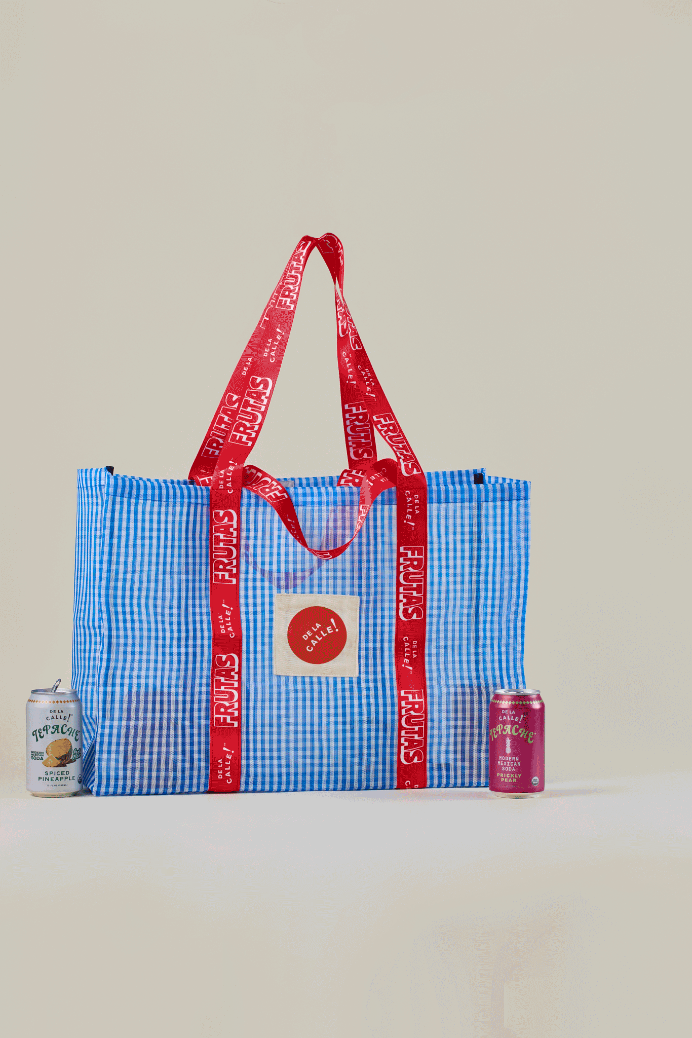 Custom tote bag with fresh produce and groceries
