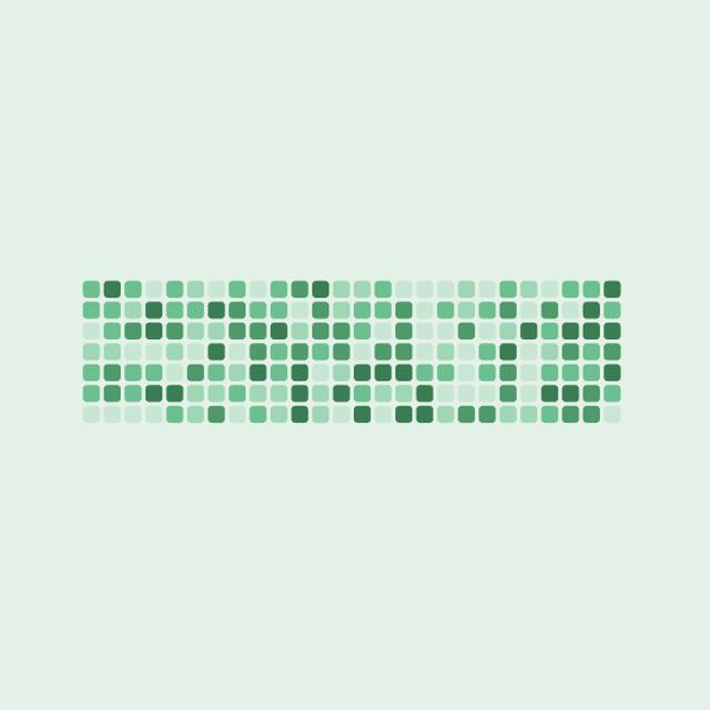 A grid of green squares, one for each night on therapy, darker for longer nights