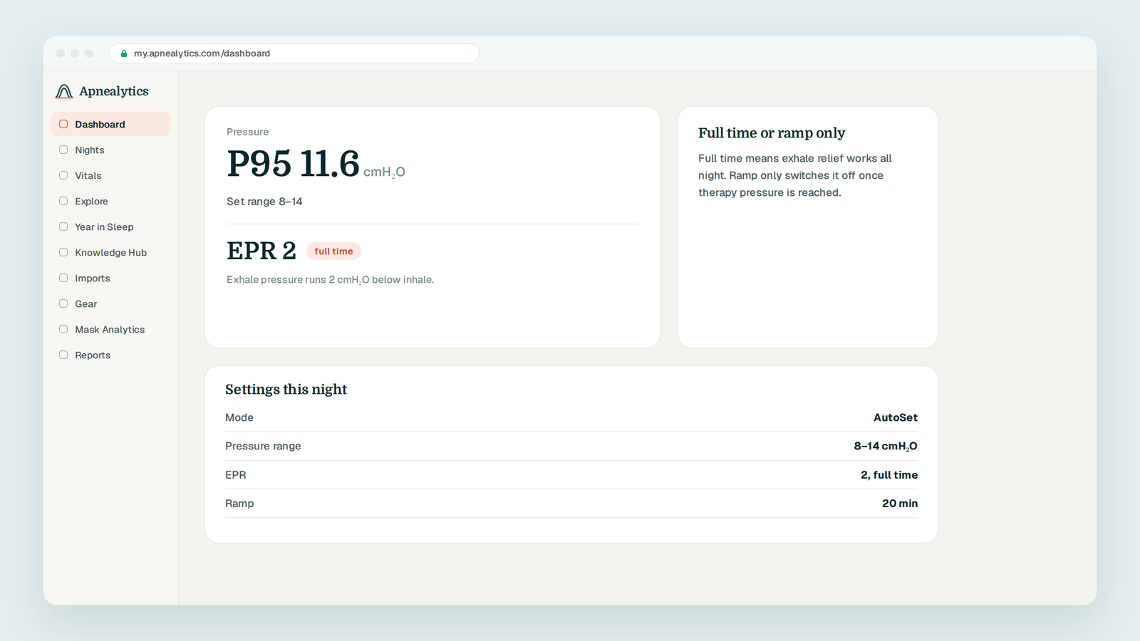How Apnealytics shows EPR
