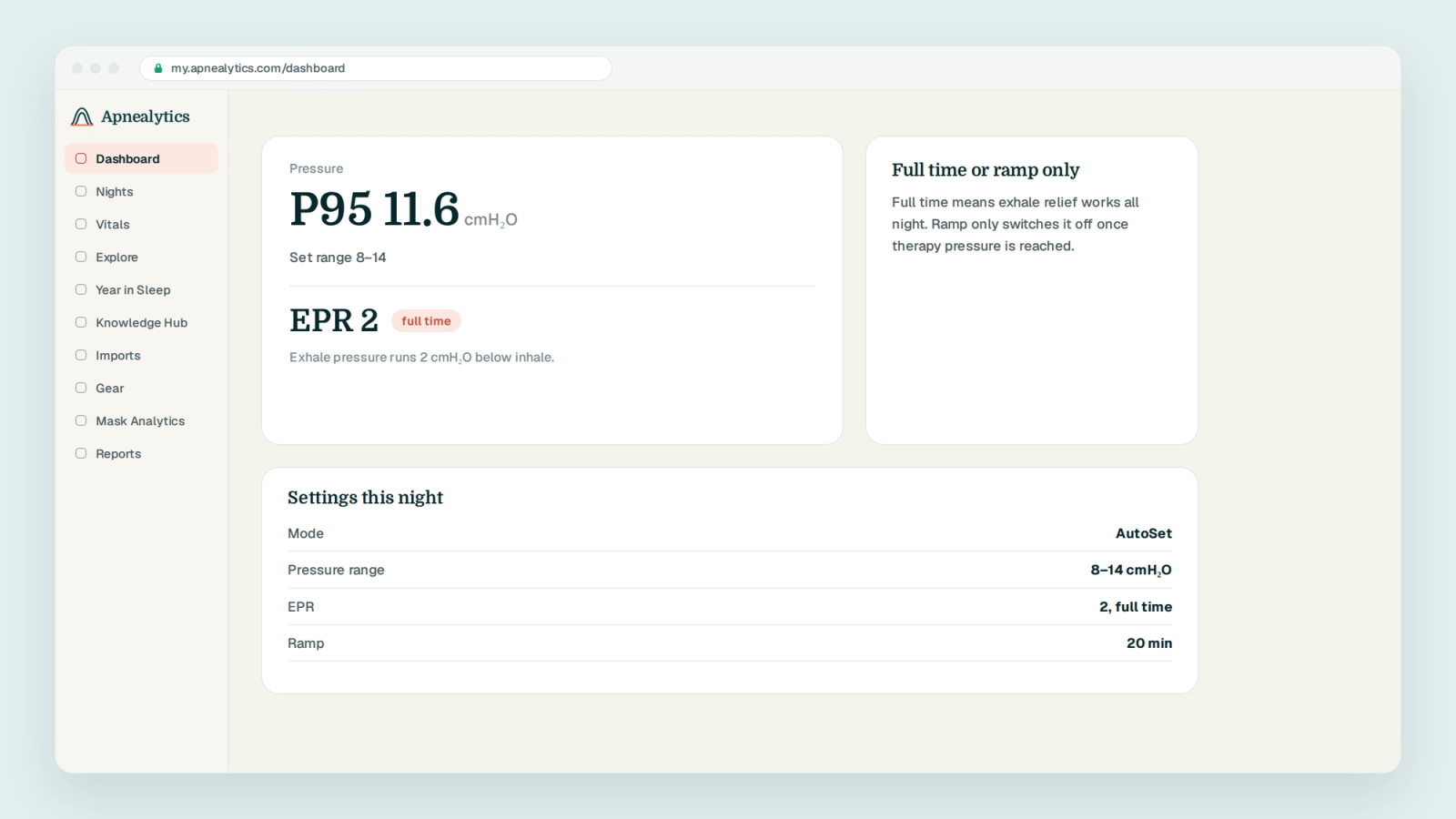 How Apnealytics shows EPR